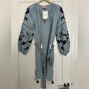 NWT Benaras by Citrus Embroidered Caftan Dress Size XS Linen